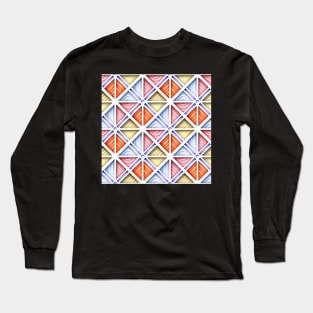 3d Geometric Pattern, Triangular Motifs Long Sleeve T-Shirt